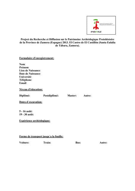 Ficha de inscripción 2013 (française)