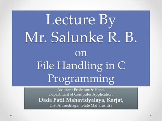 File Handling in C Programming