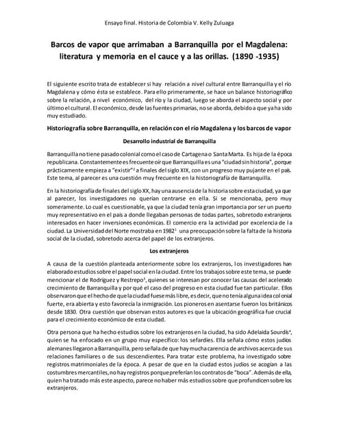 Barcos de vapor que arrimaban a Barranquilla por el río Magdalena: literatura...