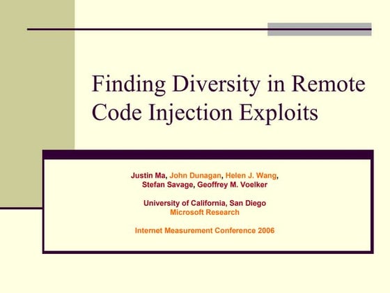 Finding Diversity In Remote Code Injection Exploits