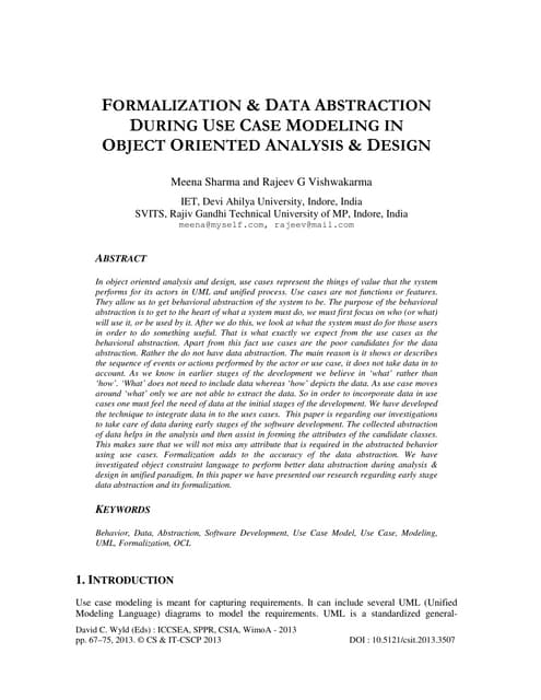 Formalization & data abstraction during use case modeling in object oriented ...