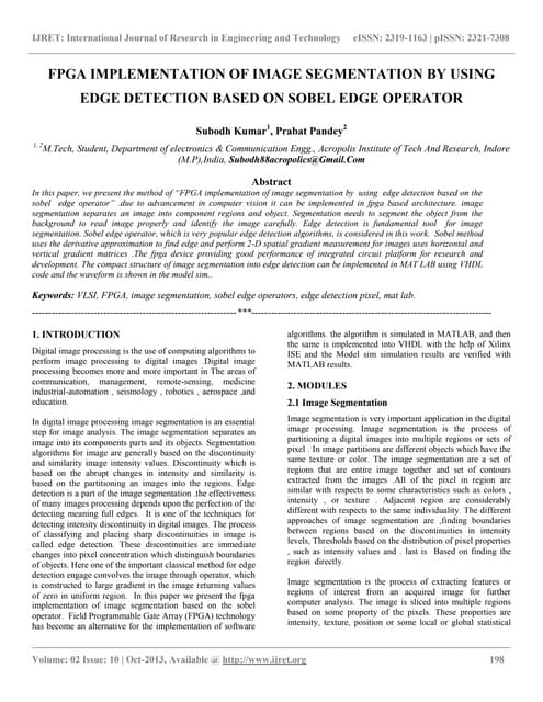 Fpga implementation of image segmentation by using edge detection based on so...