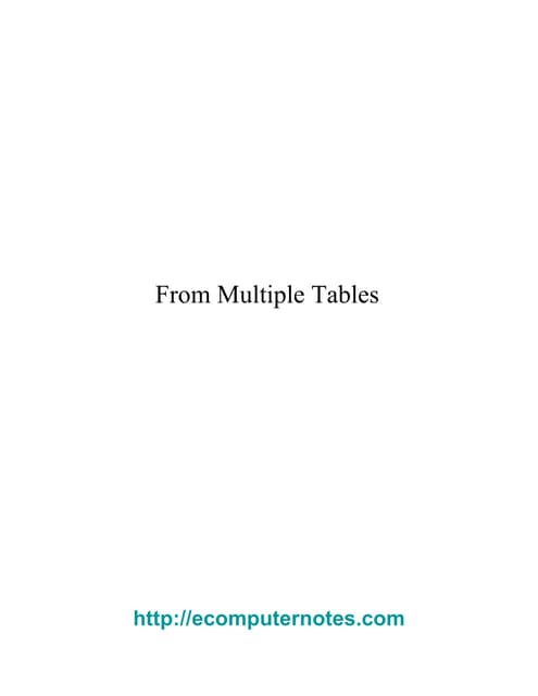 e computer notes - From multiple tables