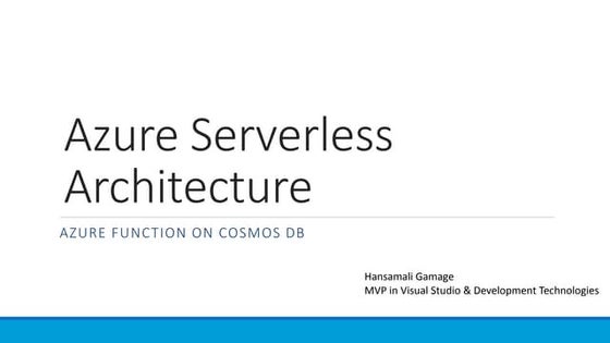 How to create a Function App on Cosmos DB