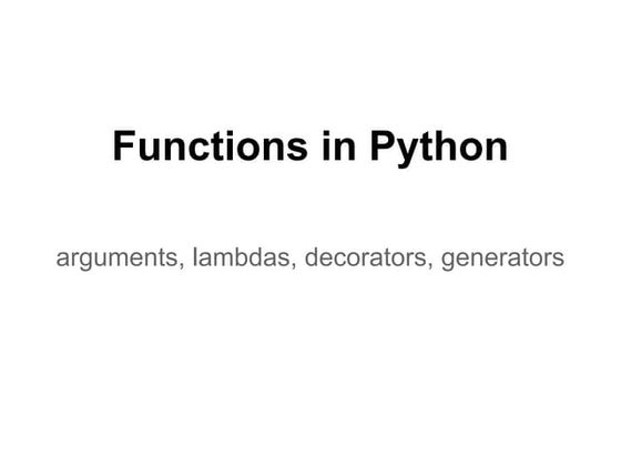 Functions in python