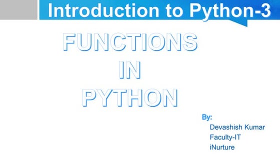 Functions in python slide share