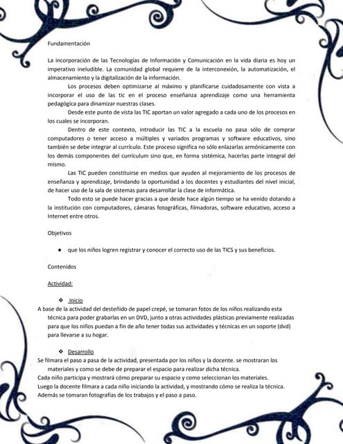 Planificacion nivel inicial TICS