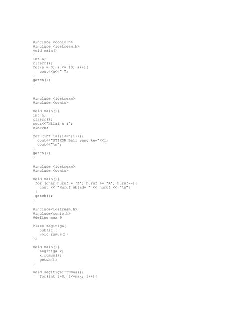 contoh Program C++ tentang fungsi for