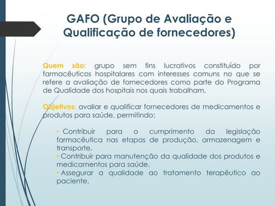 GAFO e Qualificação de Fornecedores