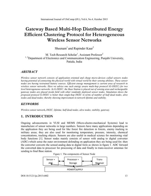 Gateway based multi hop distributed energy efficient clustering protocol for ...