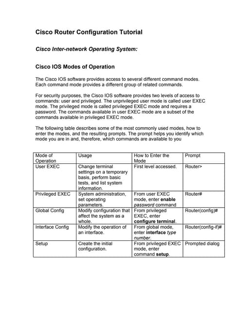 General lab documentation~cisco router configuration
