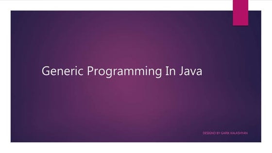 Generic Programming in java