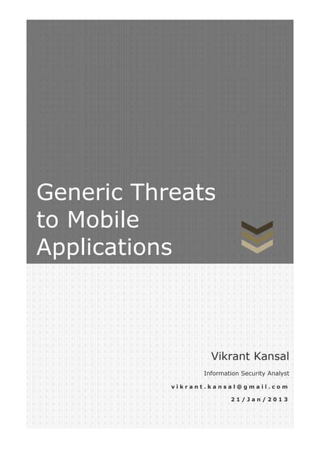 Generic threats to mobile application
