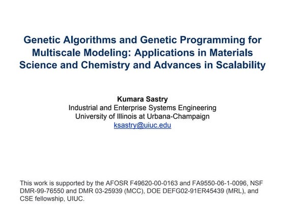 Genetic Algorithms and Genetic Programming for Multiscale Modeling