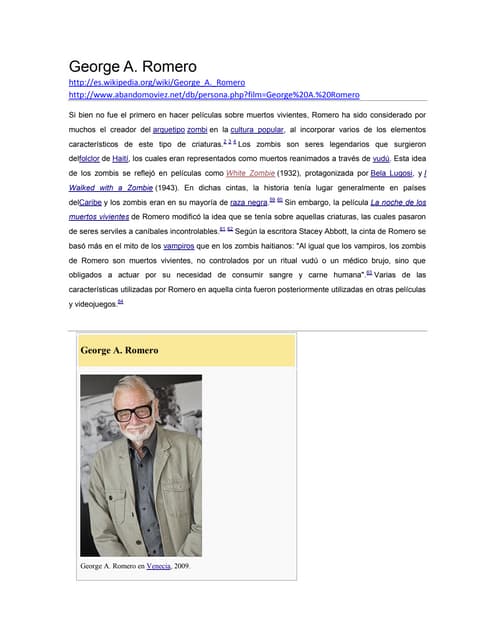 George romero y zombis