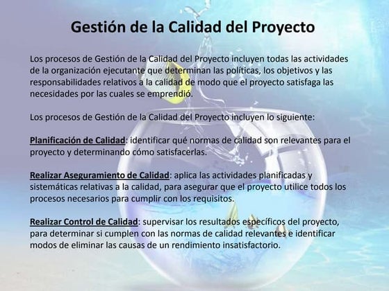 Gestion de calidad de proyectos