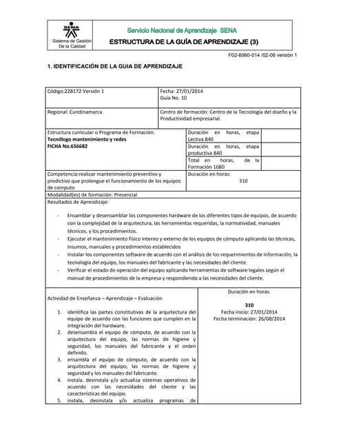 Guia de aprendizaje mantenimiento