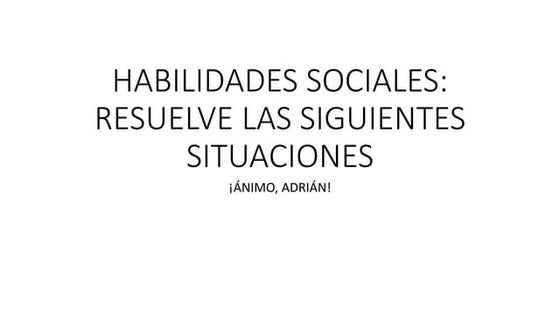 Tarjetas de resolución de situaciones de habilidades sociales