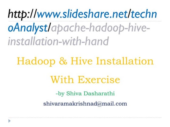 Apache Hadoop & Hive installation with movie rating exercise