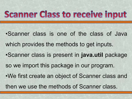 Handling inputs via scanner class