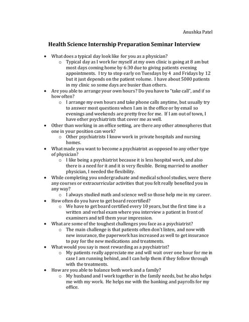 Health Science Internship Preparation Seminar Interview.docx