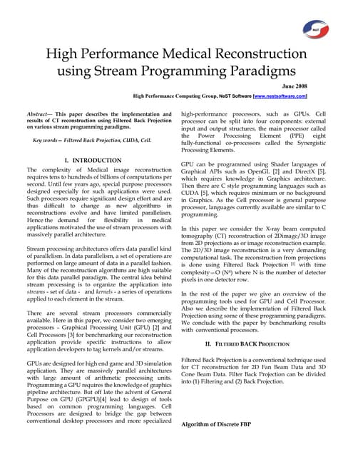 High Performance Medical Reconstruction Using Stream Programming Paradigms