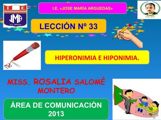 Hiponimos e hiperonimos final 2013