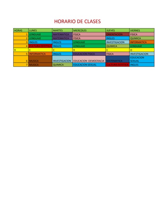 Horario de clases