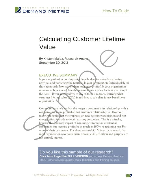 How to guide - calculating clv (sample)