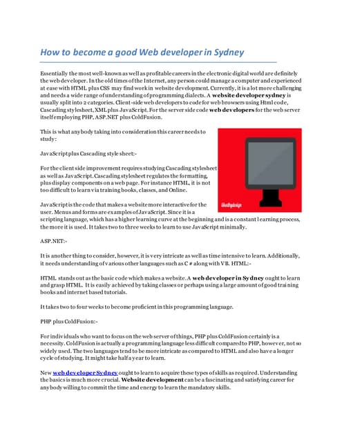 How to become a good web developer in sydney