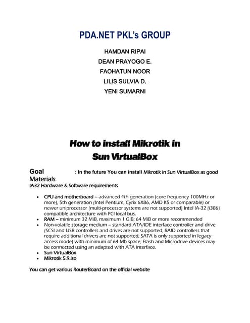 How to install mikrotik in virtual environment (first assignment)