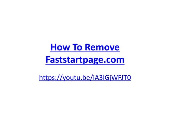How to remove faststartpage.com