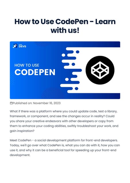 How to Use CodePen - Learn with us!