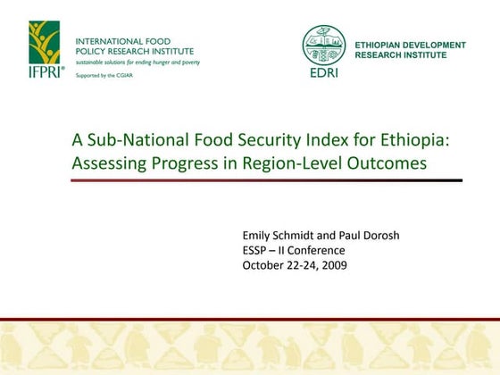 A Sub-National Food Security Index for Ethiopia: Assessing Progress in Region...