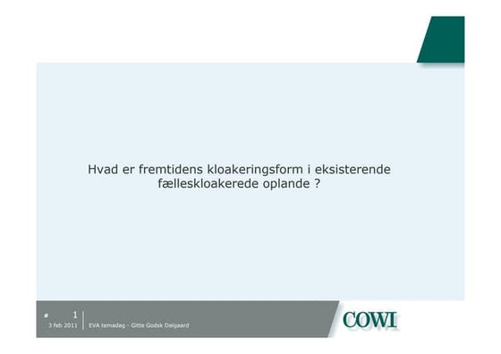 Hvad er fremtidens kloakeringsform i eksisterende fælleskloakerede oplande