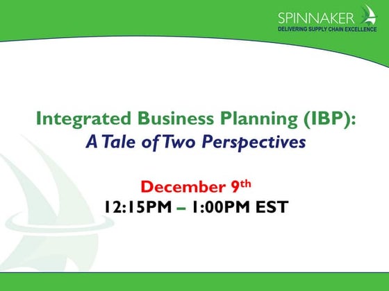 Integrated Business Planning (IBP): A Tale of Two Perspectives