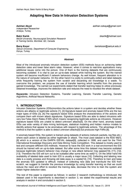 Adapting New Data In Intrusion Detection Systems