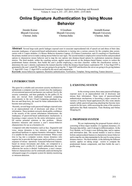 Online Signature Authentication by Using Mouse Behavior 