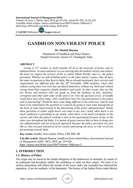 GANDHI ON NON-VIOLENT POLICE