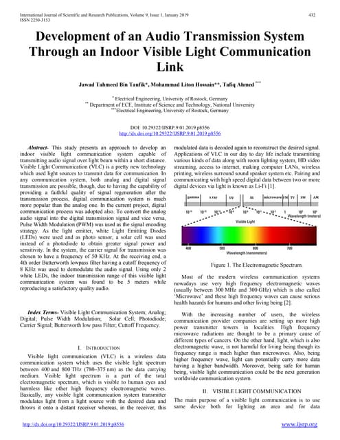 Development of an Audio Transmission System Through an  Indoor Visible Light ...