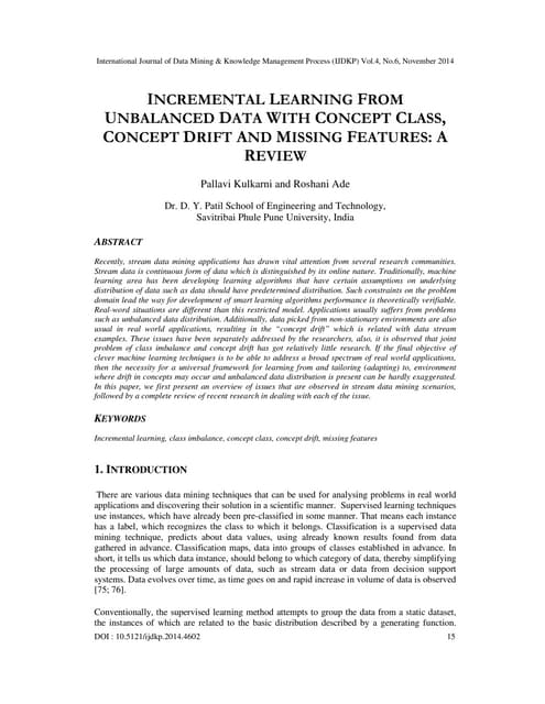 Incremental learning from unbalanced data with concept class, concept drift a...