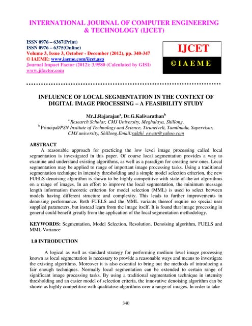 Influence of local segmentation in the context of digital image processing