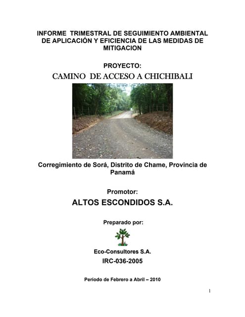 Altos Escondidos Road Construction and Enviremental Impact Study