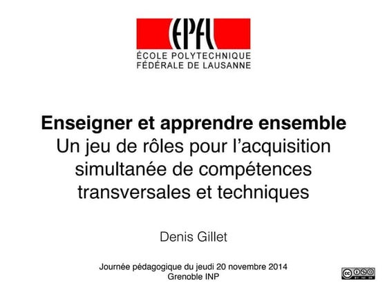Enseigner et apprendre ensemble: Expériences à l'EPFL