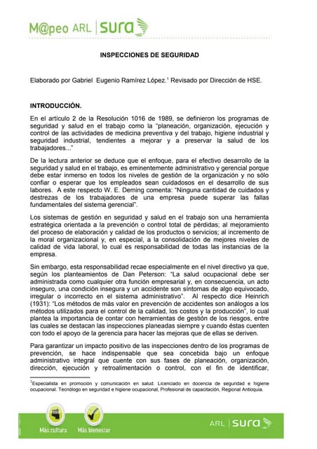 Inspecciones planeadas de seguridad