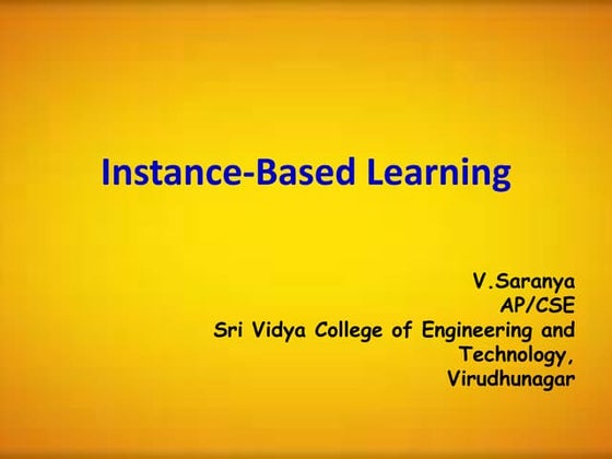Instance based learning