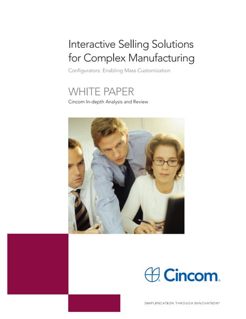 Interactive selling solutions for complex manufacturing