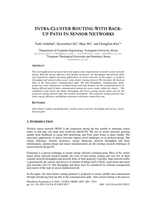 Intra cluster routing with backup