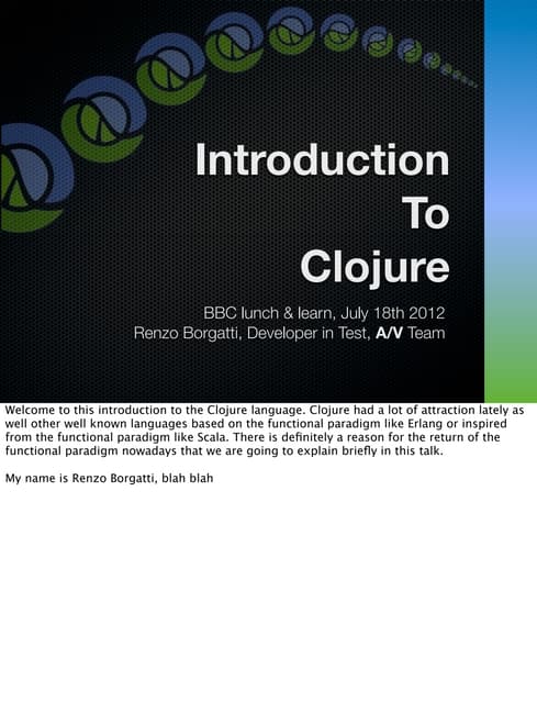 Introduction to Clojure