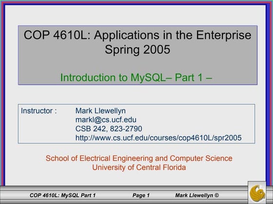 Introduction to MySQL - Part 1